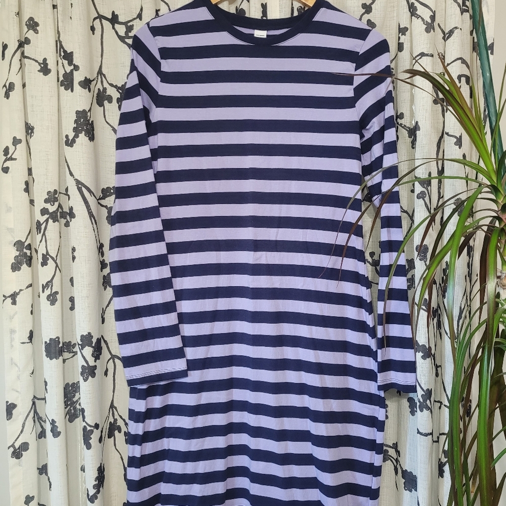 Old Navy LS Rugby Knit Dress M Navy & Purple